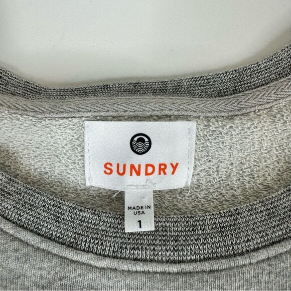 Sundry LOVE Patch Sweatshirt Gray Asymmetrical side zip small Mila Kunis - Picture 10 of 16